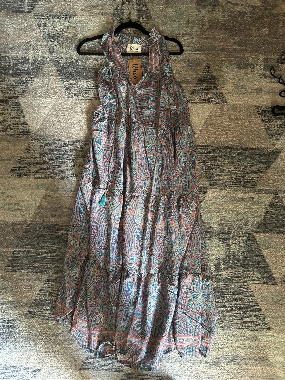 Paisley Tiered Maxi Dress in Multicolor